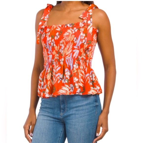 Rachel Zoe Tops - NWT RACHEL ZOE | Floral Tie Strap Smocked Top | Size XS